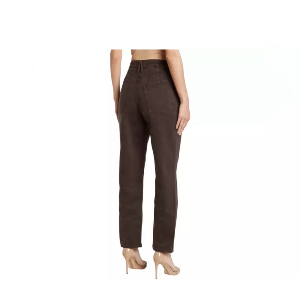 Good American High-Rise Straight-Leg Jeans in Dark Brown
